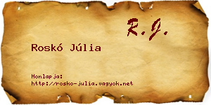 Roskó Júlia névjegykártya